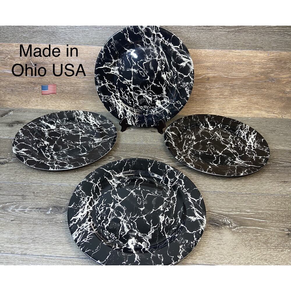 VTG Sterling China Restaurant Ware 11.75”Dinner Plates Marble Design~Set Of 4